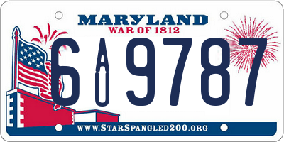 MD license plate 6AU9787