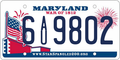 MD license plate 6AU9802