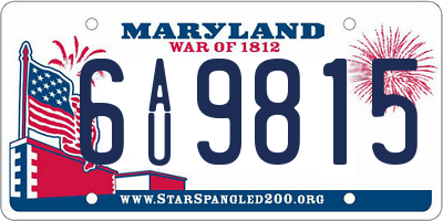 MD license plate 6AU9815