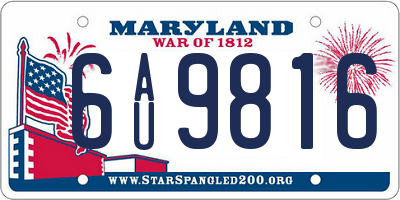 MD license plate 6AU9816