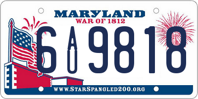 MD license plate 6AU9818