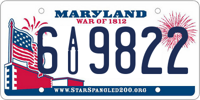 MD license plate 6AU9822
