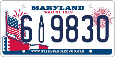 MD license plate 6AU9830