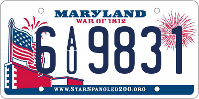 MD license plate 6AU9831