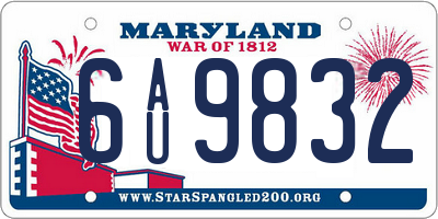 MD license plate 6AU9832
