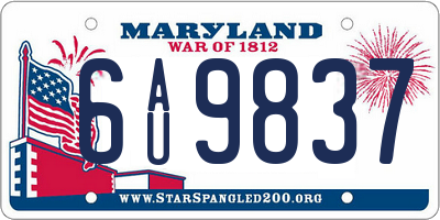 MD license plate 6AU9837