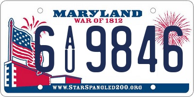 MD license plate 6AU9846