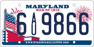 MD license plate 6AU9866