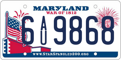 MD license plate 6AU9868