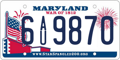 MD license plate 6AU9870
