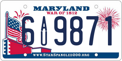 MD license plate 6AU9871