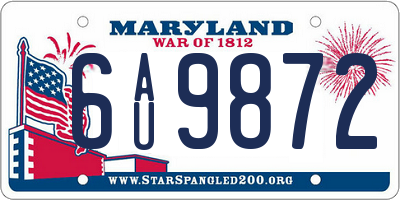 MD license plate 6AU9872