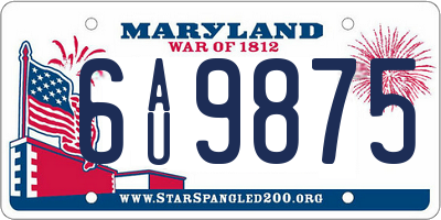 MD license plate 6AU9875