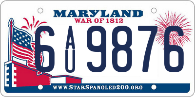 MD license plate 6AU9876