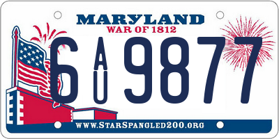 MD license plate 6AU9877