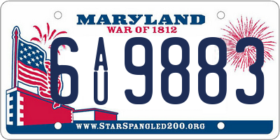 MD license plate 6AU9883