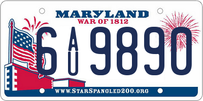 MD license plate 6AU9890