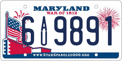 MD license plate 6AU9891