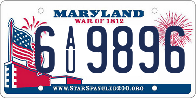 MD license plate 6AU9896
