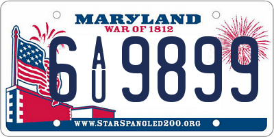 MD license plate 6AU9899