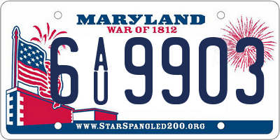 MD license plate 6AU9903
