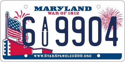 MD license plate 6AU9904