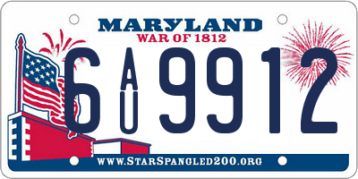 MD license plate 6AU9912