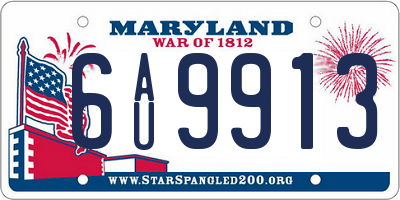 MD license plate 6AU9913