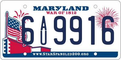 MD license plate 6AU9916