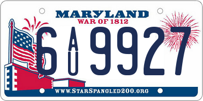 MD license plate 6AU9927
