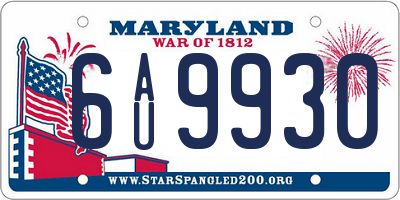 MD license plate 6AU9930