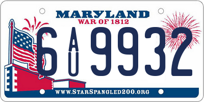 MD license plate 6AU9932