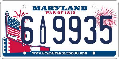 MD license plate 6AU9935