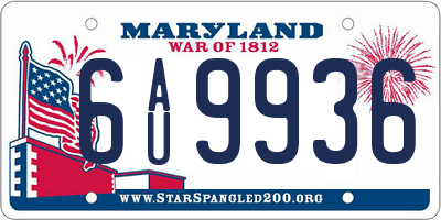 MD license plate 6AU9936