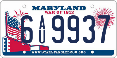 MD license plate 6AU9937