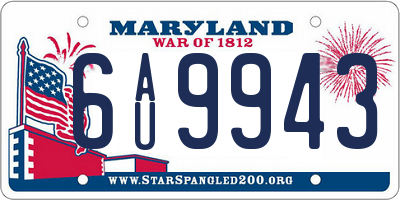 MD license plate 6AU9943