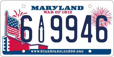 MD license plate 6AU9946