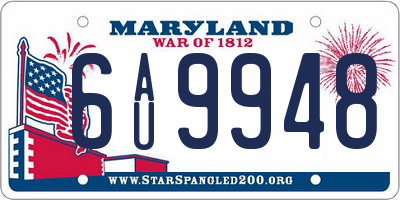 MD license plate 6AU9948
