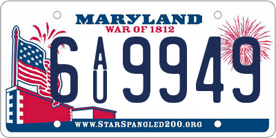 MD license plate 6AU9949