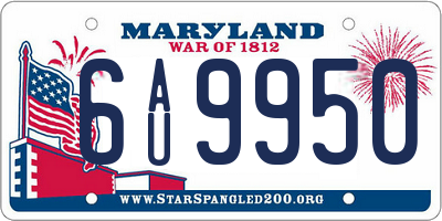 MD license plate 6AU9950