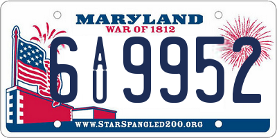 MD license plate 6AU9952