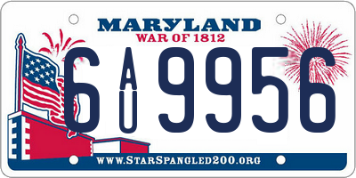 MD license plate 6AU9956