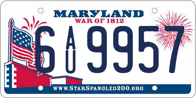 MD license plate 6AU9957