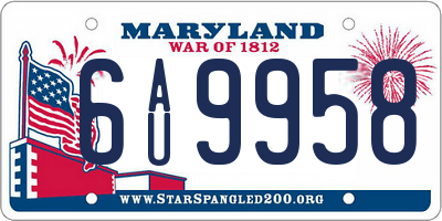 MD license plate 6AU9958