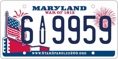 MD license plate 6AU9959