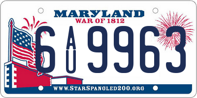 MD license plate 6AU9963