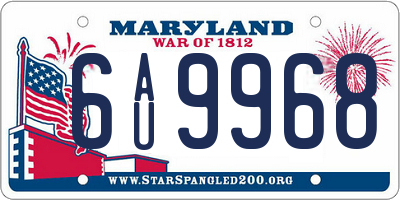 MD license plate 6AU9968