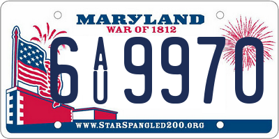 MD license plate 6AU9970