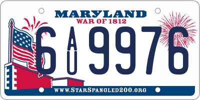 MD license plate 6AU9976