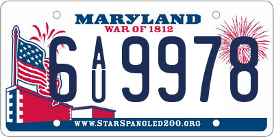 MD license plate 6AU9978